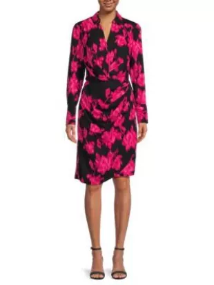 Calvin Klein - Faux Floral Wrap Dress