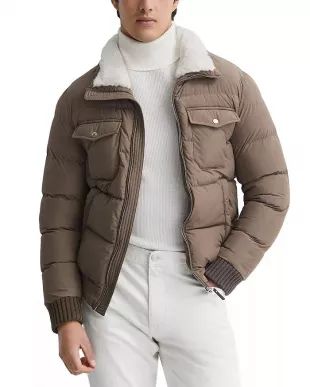 Mist Fux Fur-Trimmed Full-Zip Puffer Jacket