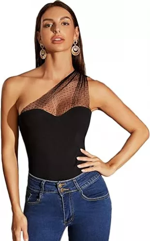 OYOANGLE Women's Floral Mesh Off-Shoulder Crop Top - Y2K Ruched Slim Fit Tank For Festivals & Parties