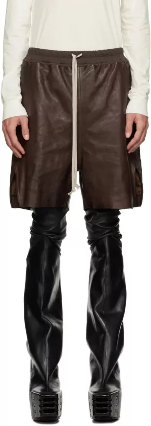 Brown Boxer Leather Shorts