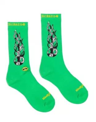x Matty Boy Lime Green Flame Socks