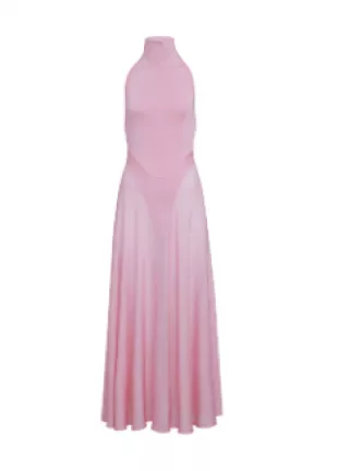 Alaïa - Flared Knit Turtleneck Maxi Dress
