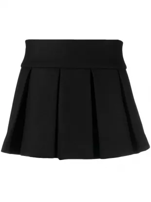Pleated Mini Skirt in Wool-Blend Felt