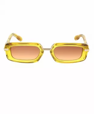 Yellow Clear Rectangular Sunglasses