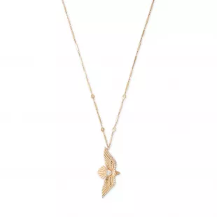 Teardrop Pave Diamond in Flight Bird Necklace
