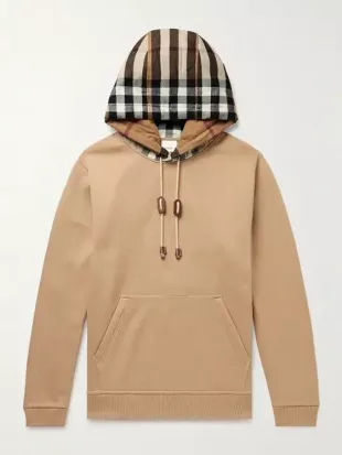 Burberry - Checked Cotton-Blend Jersey Hoodie