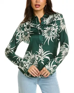 Cleo Floral Western Silk Blend Button Up Shirt