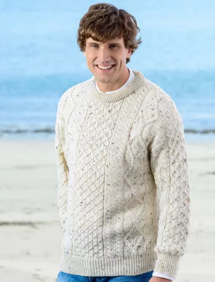 Cable Knit Crew Neck Aran Wool Sweater‎‎‎‎‎