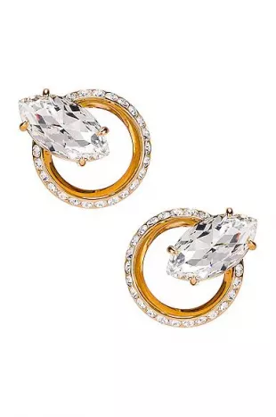 Stud Earrings in Gold & Crystal