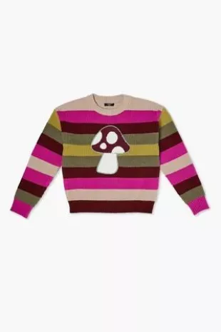 Striped Mushroom Graphic Sweater