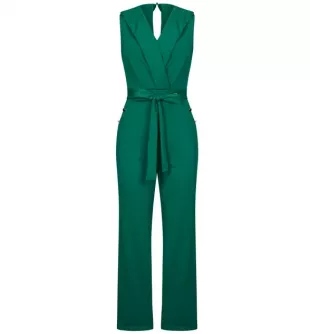 BLVB - Women's Wrap V Neck Sleeveless Blazer Jumpsuit Front Tie Knot ...