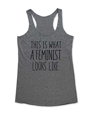 This is What A Feminist Looks Like - Super Soft Tri-Blend Racerback Tank for Women (Small, Heather Grey)