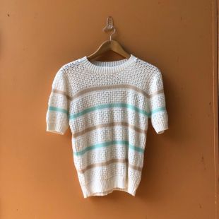 Vintage Striped Pullover Sweater | Modern Vintage Style | 80s Mesh Top