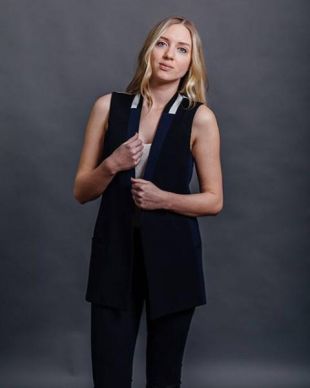 DREW Clothing Navy/Black/White Color Block Vest | The Noelle