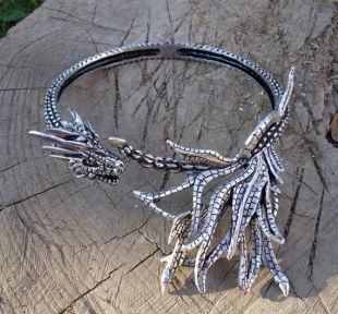 Dragon Necklace - Game Of Thrones - Khalessi Dragon Necklace - Silver Dragon Necklace - Daenerys Dragon Choker - Dragon Jewelry - Dracaris