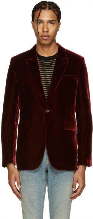 Blazer en velours rouge Saint Laurent