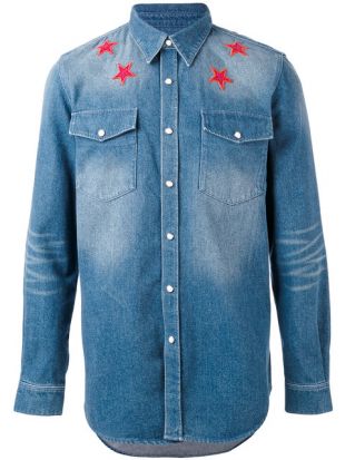Givenchy Denim Star Embroidered Shirt