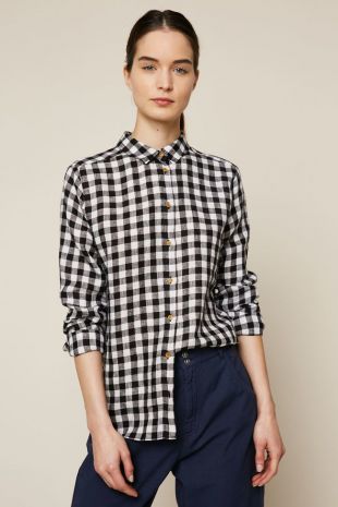 Harris Wilson Chemise imprimé vichy Leone blanc et noir   396354   MSR Monshowroom.com