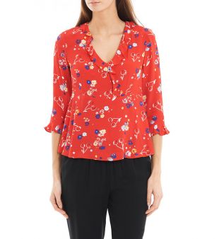 Top cerises et fleurs