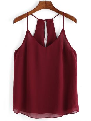 Top à bretelle en mousseline couleur unie French Romwe