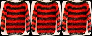 Hand knit in UK, MOHAiR SWeATER Black & red holey jumper Punk Rock