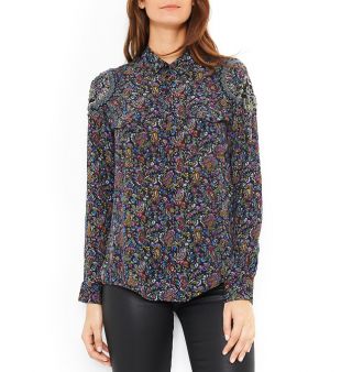 Chemise print cachemire et broderie perlée