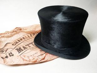French Vintage Black Top Hat - French Classic Hat - 19th Century