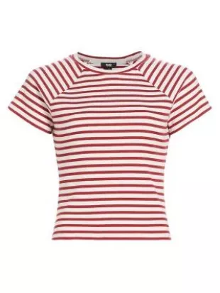 Bijou Striped Rib-Knit Crewneck T-Shirt