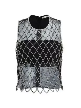 Amal Embellished Net Tank