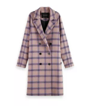 Scotch & Soda - Classic Double Breasted Wool Blend Coat In Pink