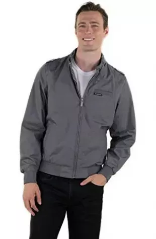 Men's Classic Iconic Racer, Slim Fit Jacket (Grey, Medium)