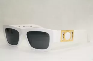 White Square & Gold Medusa Sunglasses
