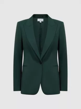 Bottle Green Jade Tailored Fit Single Breasted Suit Blazer
