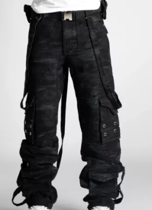 guapi - Obsidian Black Distressed Raver Premium Denim