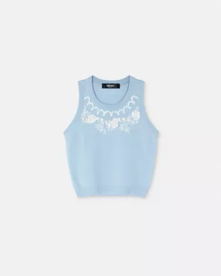 Embroidered Cashmere Knit Top