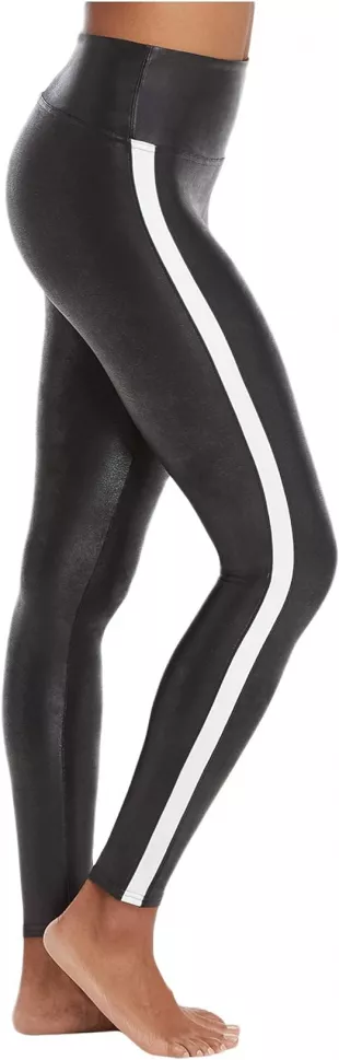 SPANX - Faux Leather Leggings for Women Tummy Control With Side Stripe