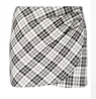 Alessandra Rich plaid-check wool skirt - Red