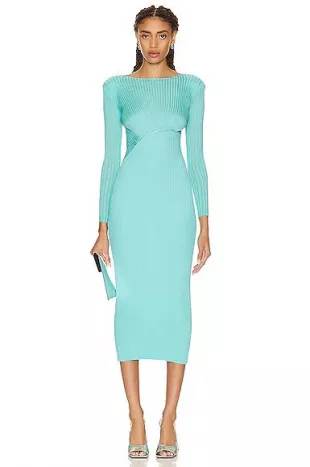 Aqua Viscose Knitted Midi Dress