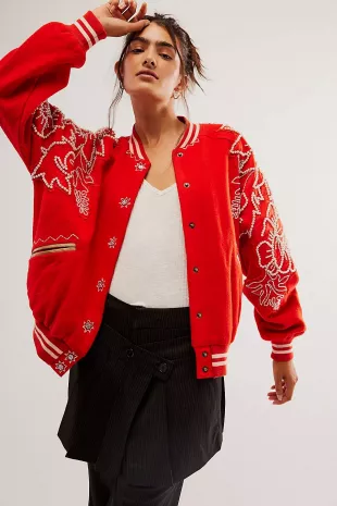 Pretty In Pearls Bomber Jacket