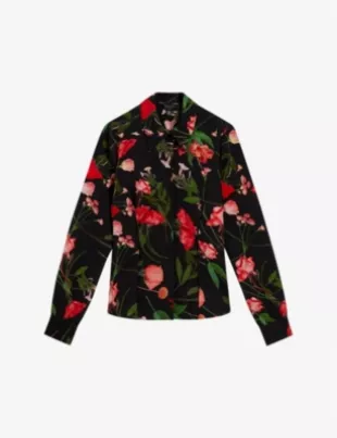 Meggha Floral-Print Fitted Woven Shirt