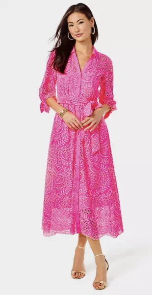 Amrita Midi Shirtdress Pink Eyelet