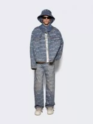 X Future Printed Denim Fisherman Hat Light Blue