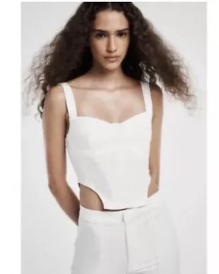 Zara - White Denim Corset Top