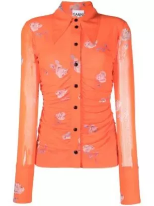 Floral Print Ruched Shirt