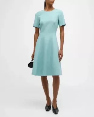 slim fit dress slacks Dkny Women's Fit & Flare Midi Shirt Dress in Cappuccino main image 1