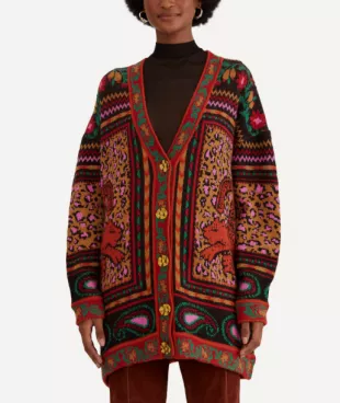 Mixed Tapestry Prints Cardigan