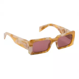 Beige Marble & Red Rectangle Sunglasses