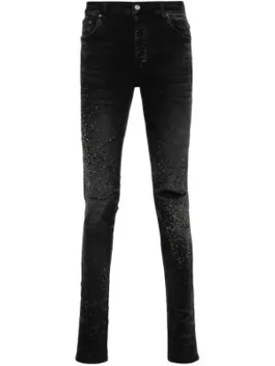 Faded Black Crystal Shotgun Jeans