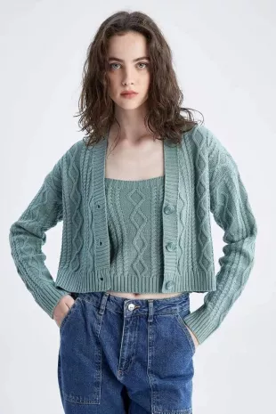 DeFacto Cardigan Donna – Modello T9106AZ, Comodo E Alla Moda