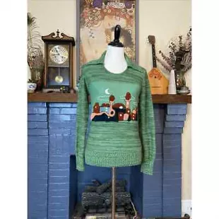 Glamour Knit 70s Shag Embroidered Sweater